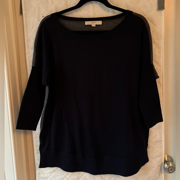 NWOT LOFT Merino Wool Color Contrast Sweater - Picture 3 of 7
